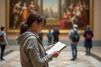 Femme regardant une peinture au Prado musée