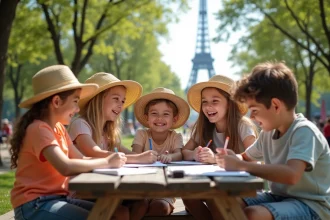 Enfants s'amusant ensemble lors d'une colonie de vacances à Paris