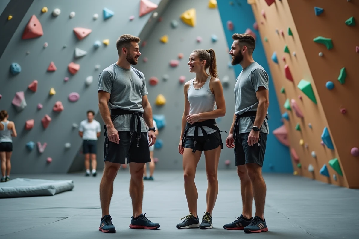 Trois amis discutant dans une salle d