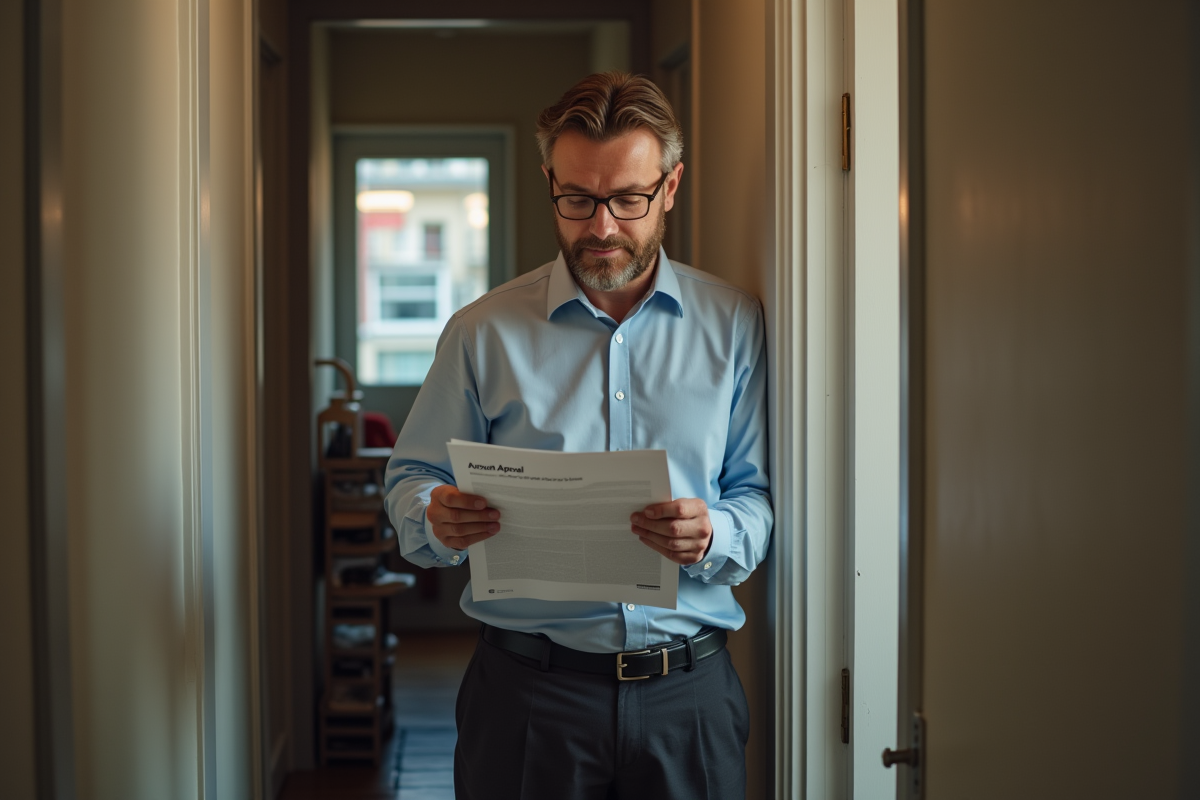 Homme inspectant un document d