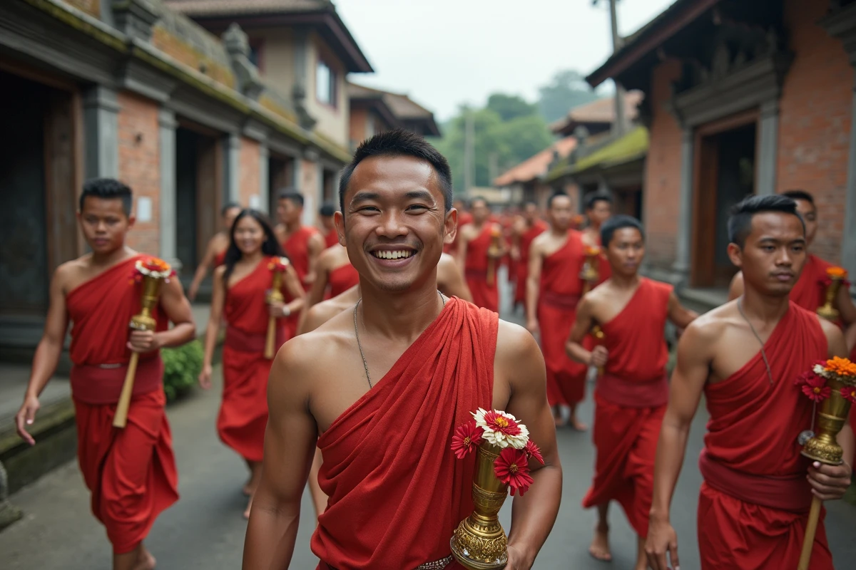 Jeunes balinais participant à une procession religieuse