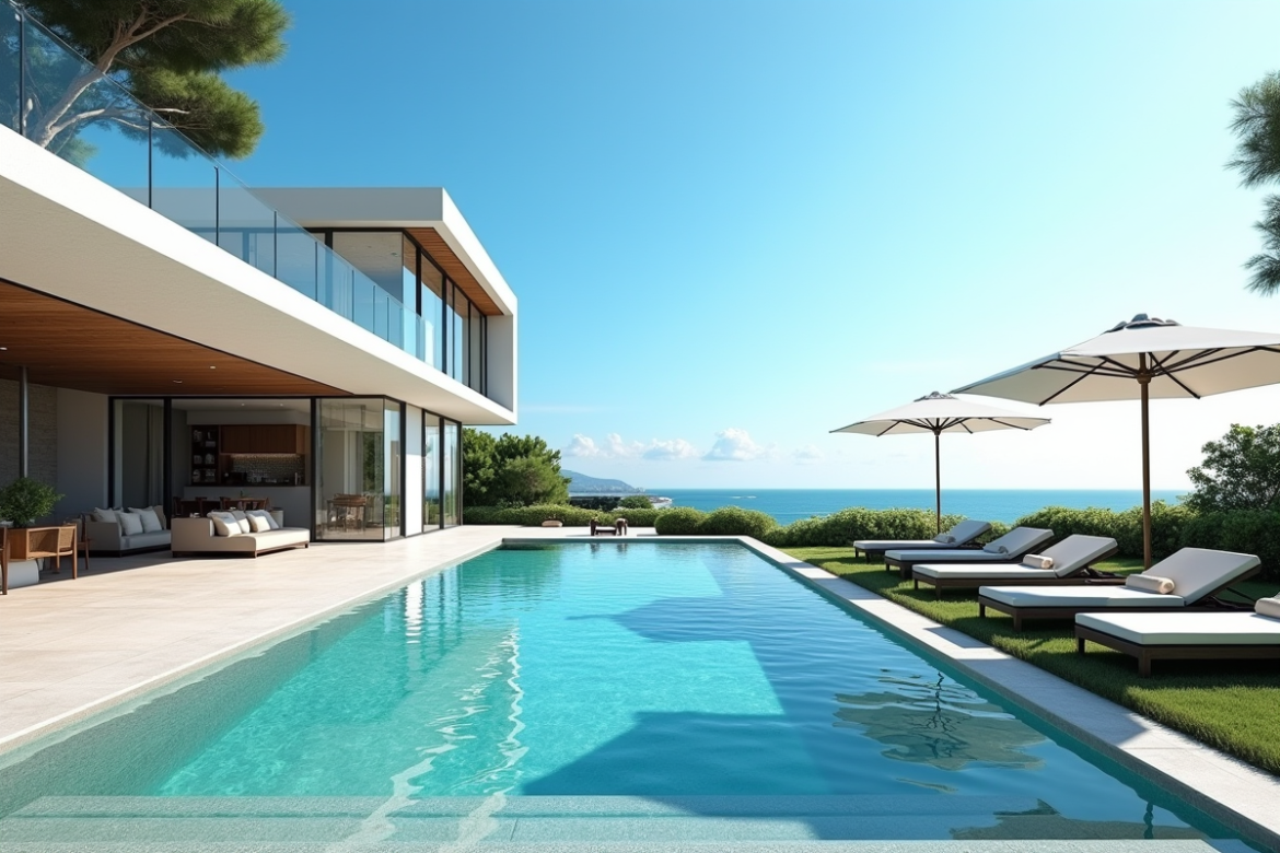 Villa méditerranéenne avec piscine et vue sur la mer